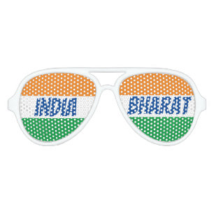 Lunettes De Fête Aviateur Drapeau indien de Tricolor Bharat Tiranga