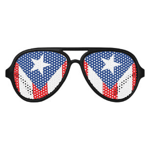 Lunettes De Fête Aviateur Drapeau porto-ricain