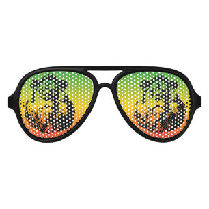 Lunettes De Fête Aviateur Drapeau Rasta et tête de lion