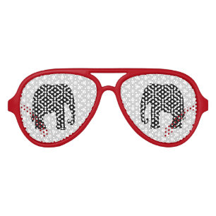 Lunettes De Fête Aviateur Éléphant noir et blanc de pois