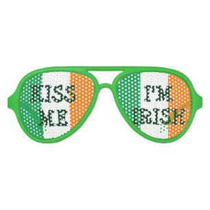 Lunettes De Fête Aviateur Embrasse-moi je suis Irlandais Jour de la Saint Pa