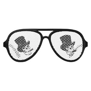 LUNETTES DE FÊTE AVIATEUR EMOJI DRÔLE. CRÂNE FUMANT AVEC UN CASQUETTE