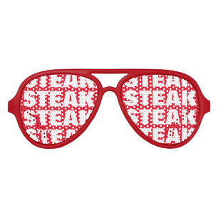Lunettes De Fête Aviateur Fête d'obsession de viande de steak rouge avec lun