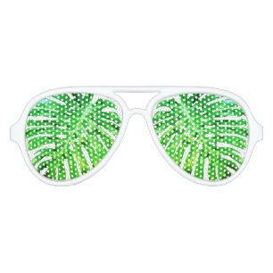 Lunettes De Fête Aviateur Feuille de monstère tropicale