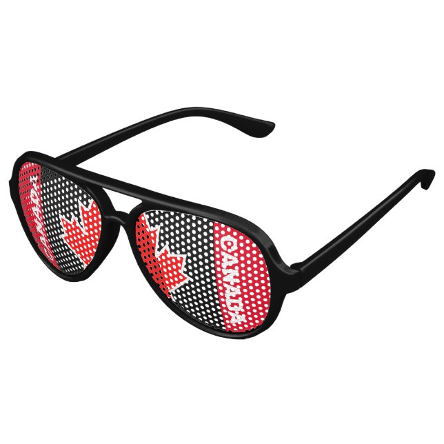 Lunettes De Fête Aviateur Fière feuille d'érable canadienne en noir et rouge (Angle)