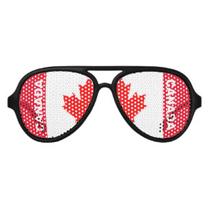 Lunettes De Fête Aviateur Fière Feuille d'Érable Canadienne sur fond blanc e