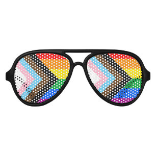 Lunettes De Fête Aviateur Fierté de progrès LGBTQ+