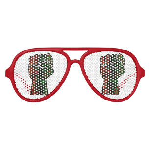 Lunettes De Fête Aviateur fierté noire drapeau rouge vert poing panafricain