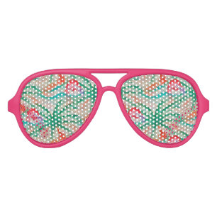 Lunettes De Fête Aviateur Flamant rose Palm Tree Burlap Look