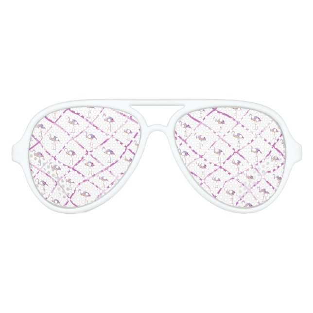 Lunettes De Fête Aviateur Flamants de parties scintillant roses rayures d'aq (Devant)