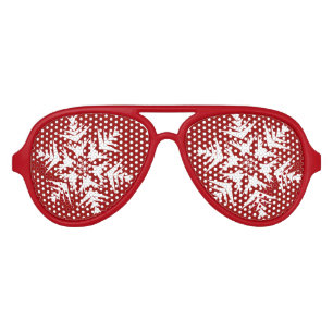Lunettes De Fête Aviateur Flocons de neige sur le rouge