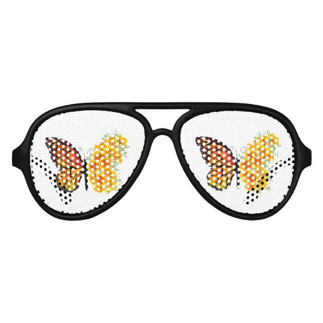 Lunettes De Fête Aviateur Flower Butterfly with Yellow California Poppy (Devant)