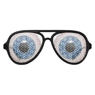 Lunettes De Fête Aviateur Fun Déplaisant Blue Eyeball design