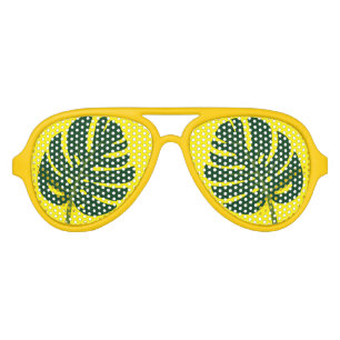 Lunettes De Fête Aviateur Fun tropical Monstera feuille de palmier cool fête