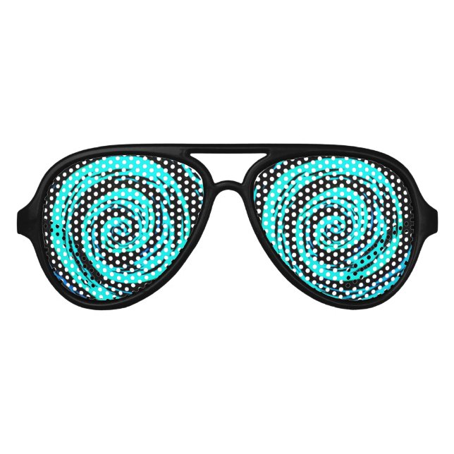Lunettes De Fête Aviateur Funky Aqua Hypnotic Swirl Art (Devant)