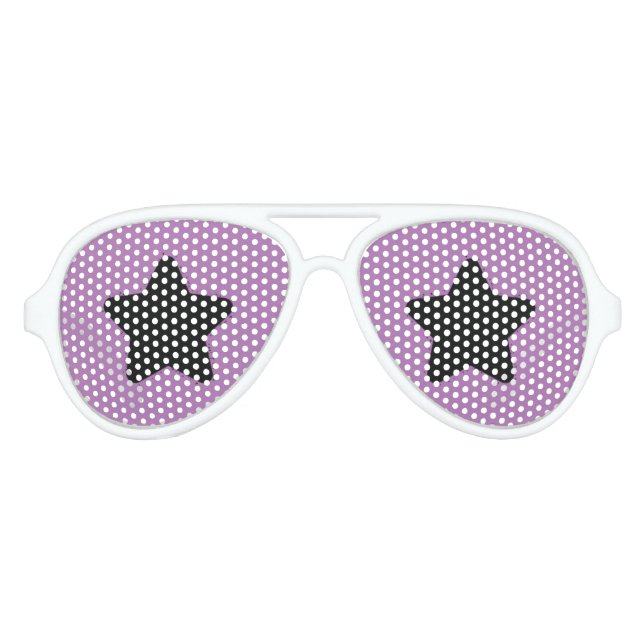 Lunettes De Fête Aviateur Funny Black Star violet Arrière - plan (Devant)