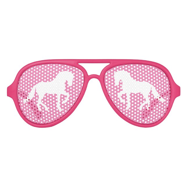 Lunettes De Fête Aviateur Galloping Horses mignonne Pink Horse Party (Devant)