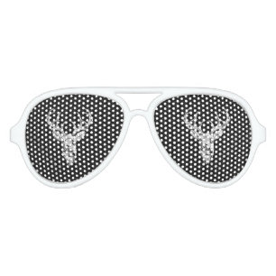 Lunettes De Fête Aviateur Graphisme Cerf Argent sur Impression de Style Fibr