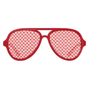 Lunettes De Fête Aviateur Guingan rouge et blanc vérifié