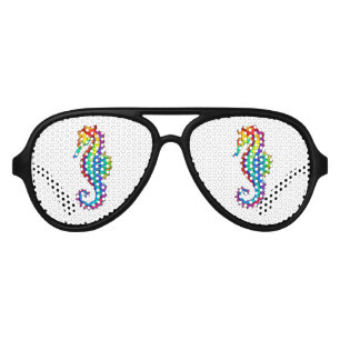 Lunettes De Fête Aviateur Hippocampe polygonal arc-en-ciel