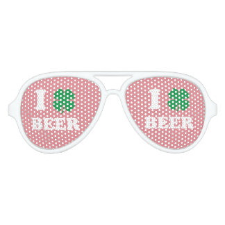 Lunettes De Fête Aviateur I Heart Beer Pink