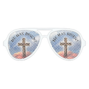 Lunettes De Fête Aviateur Il a la croix rocailleuse levée avec des nuages