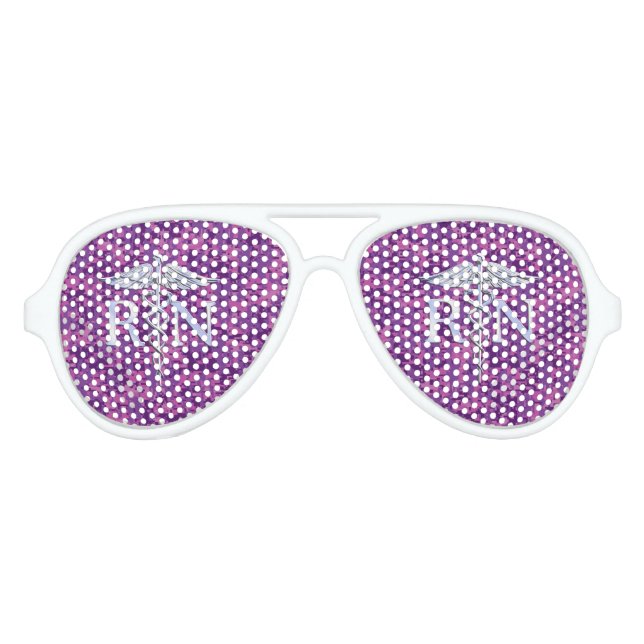 Lunettes De Fête Aviateur Infirmière inscrite RN Caduceus sur Camouflage ros (Devant)
