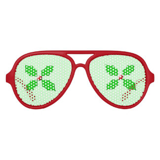 Lunettes De Fête Aviateur Joyeux Noël Holly Party Shades