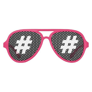 Lunettes De Fête Aviateur La partie drôle d'icône de hashtag ombrage des