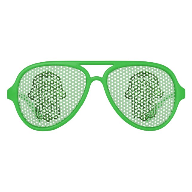 Lunettes De Fête Aviateur Main de henné de Hamsa (Vert) (Devant)