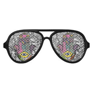 Lunettes De Fête Aviateur Main tirée par la main colorée de Hamsa dessins