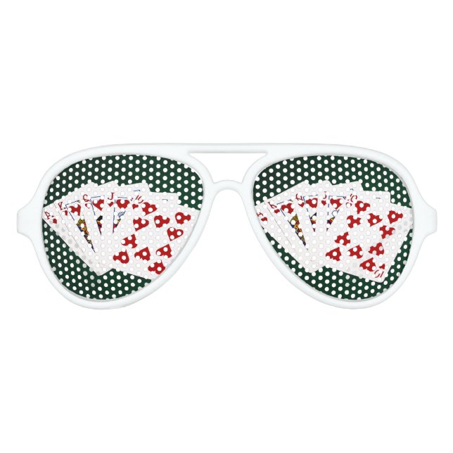 Lunettes De Fête Aviateur Mains de poker - Brosse royale - Coeur (Devant)