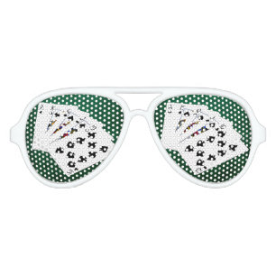 Lunettes De Fête Aviateur Mains de poker - quinte royale - costume de pelles