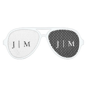 Lunettes De Fête Aviateur Mariage Formel Moderne Classique Noir et Blanc