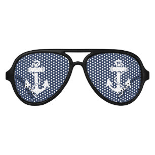 Lunettes De Fête Aviateur Marine Ancre marine marine Mariage océanique moder