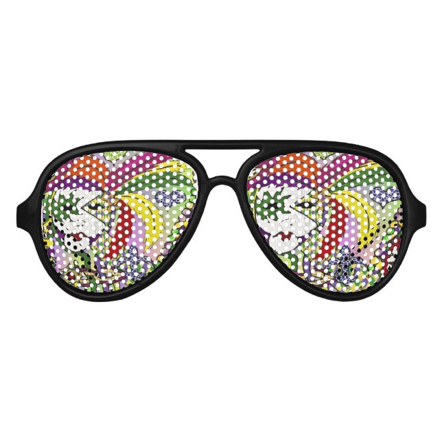 Lunettes De Fête Aviateur Masque de plumes de Mardi Gras psychédélique (Devant)