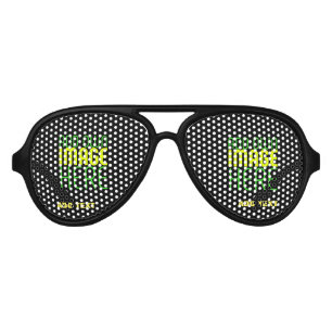 LUNETTES DE FÊTE AVIATEUR MODÈLE DE TEXTE D'IMAGE NOIRE SIMPLE ET MODERNE