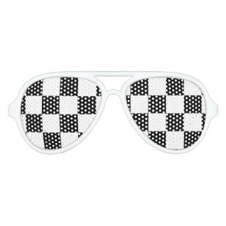 Lunettes De Fête Aviateur Motif À damiers noir et blanc