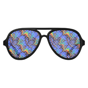 Lunettes De Fête Aviateur Motif d'art fractal à l'arc-en-ciel électrique