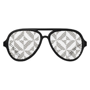 Lunettes De Fête Aviateur Motif de cube géométrique gris argenté
