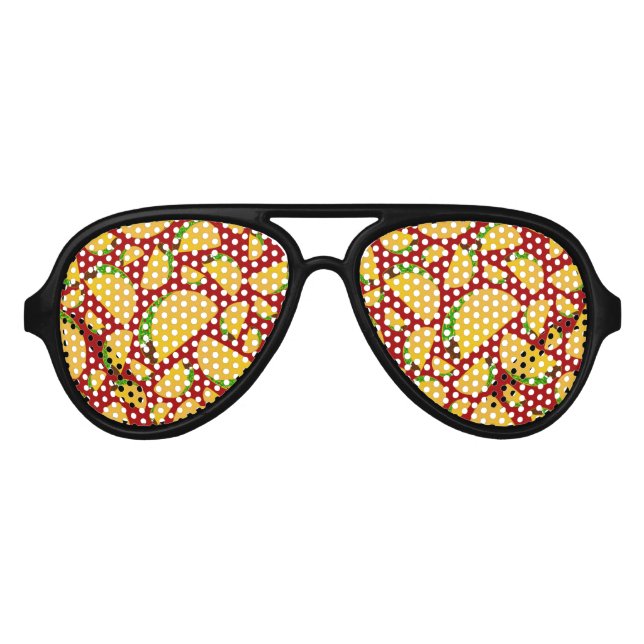 Lunettes De Fête Aviateur Motif rouge taco (Devant)