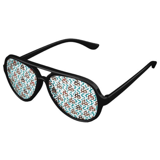 Lunettes De Fête Aviateur Motif turquoise Poop Emoji (Angle)
