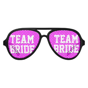 Lunettes De Fête Aviateur Neon rose Team Bride bachelorette