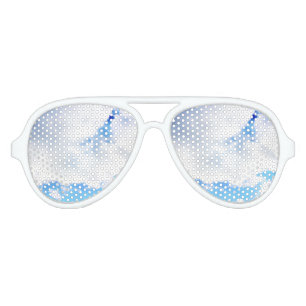 Lunettes De Fête Aviateur Nuages blancs et ciel bleu