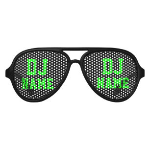 Lunettes De Fête Aviateur Nuances au néon de nom de disc-jockey de Parti