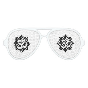 Lunettes De Fête Aviateur OM Symbole Lotus Spiritualité Yoga Style carbone