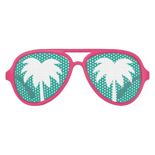 Lunettes De Fête Aviateur Palmier bleu rose et turquoise