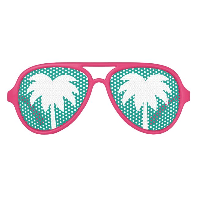 Lunettes De Fête Aviateur Palmier bleu rose et turquoise (Devant)