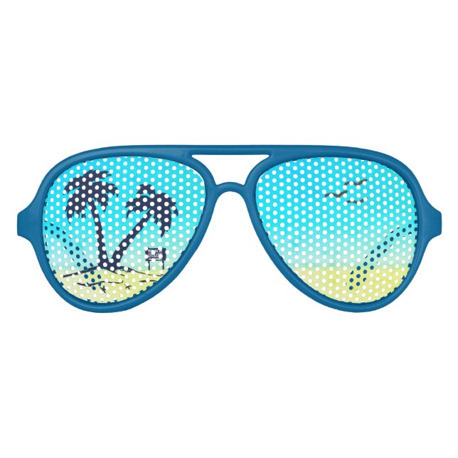Lunettes De Fête Aviateur Palmiers de plage (Devant)