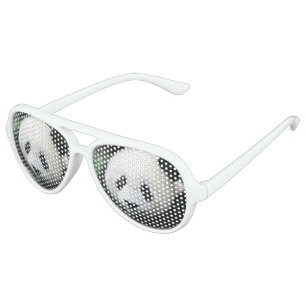 Lunettes De Fête Aviateur Panda géant dans l'herbe verte ensoleillée